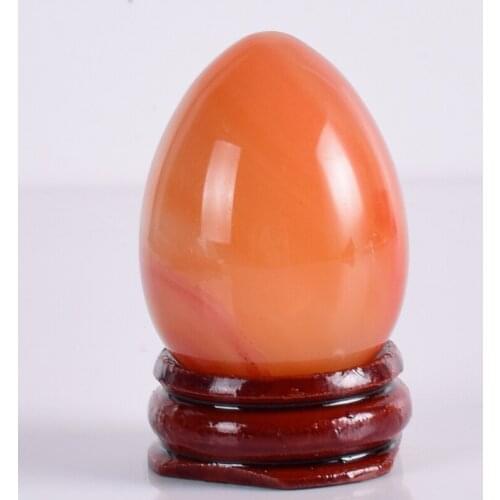 40*30mm Agate Egg & Wood Base Undrill Natural Crystal Stone Mineral Onyx Ball Home Decor Accessory Kegel Massage Yoni Egg
