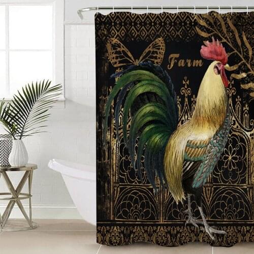 Farm Rooster Butterfly Texture Shower Curtain Bathroom Decorative Waterproof Polyester Fabric Curtain for Bathroom