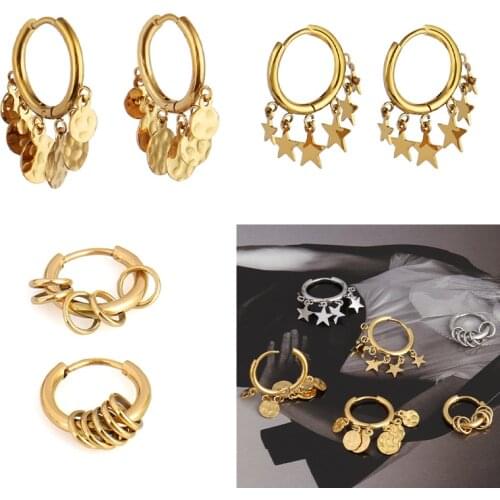 Stainless Steel Earrings For Women Hoop Earrings Circle Earring Fashion Jewelry Earrings 2021 Trend Star Drop Earrings Gift