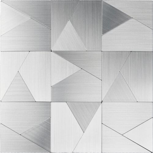 10 Pcs Peel and Stick Backsplash Tile Stainless Steel Kitchen Wall Tile 11.8'' x 11.8'' Silver Brushed Metal Mosaic Wall Sticker