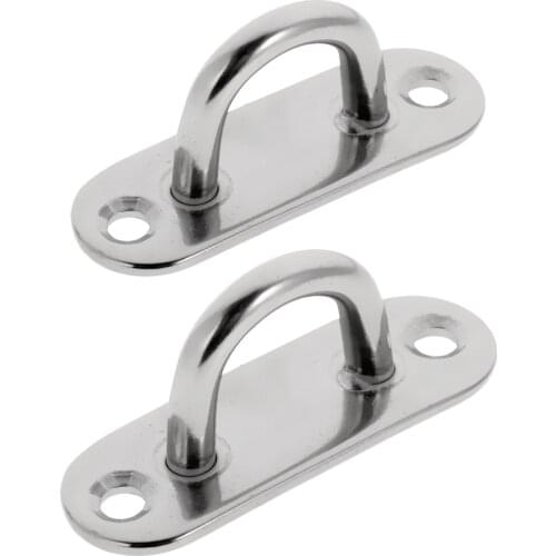 2 Pack Premium Stainless Steel Oblong Pad Eye Plate Stape Boat Deck 5mm