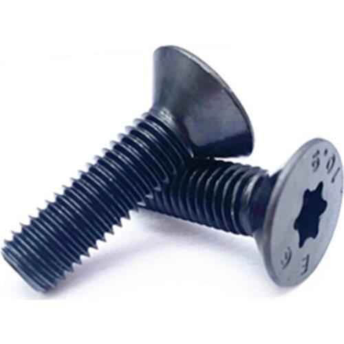 20pcs M5 10.9 level Torx countersunk anti-theft screw T&TX flat without column mechanical bolt black DIN7991 8mm-30mm long