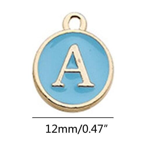 26Pcs Alphabet Letter Enamel Charms Double Sided Initial Pendant Jewelry Making LX9E