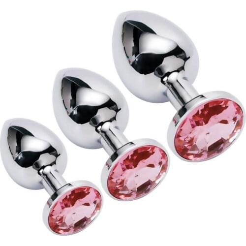 3 Pcs Luxury Jewelry Design Fetish Stainless Steel Anal Butt Plug Fantasy Sex Restraints SM Anal Stimulation Sex Toys For Unisex