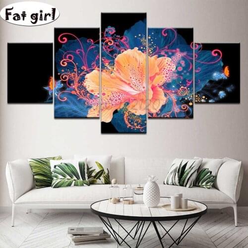 5D round Diamond Painting Dream flowers Square Drill Diy Diamond Embroidery Cross Stitch Mosaic Rhinestone modern decor kits