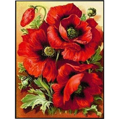 Diy diamond embroidery Poppy Flower 5D diamond mosaic painting modern flower cross stitch rhinestone painting