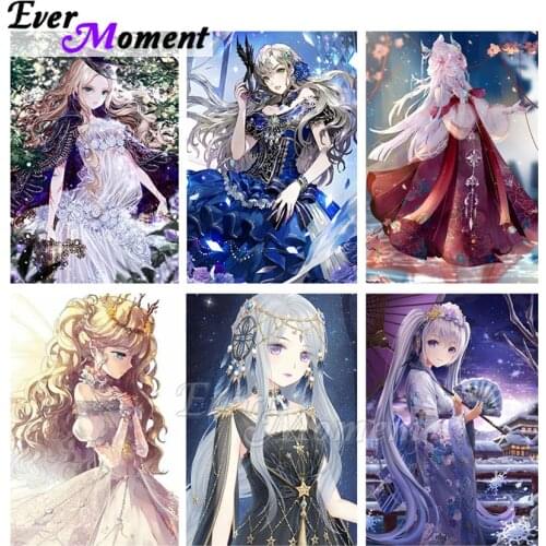 Ever Moment Diamond Painting Embroidery Cartoon Girl Full Square Resin Drill Wall Decoration Gift Mosaic New Arrivals ASF2228