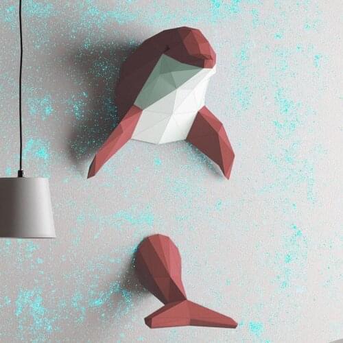 Dolphin 3D Paper Model DIY Handmade Paper Sculpture Modern Style Wall Art Wall Decoration Crafts for Living Room Home Decor
