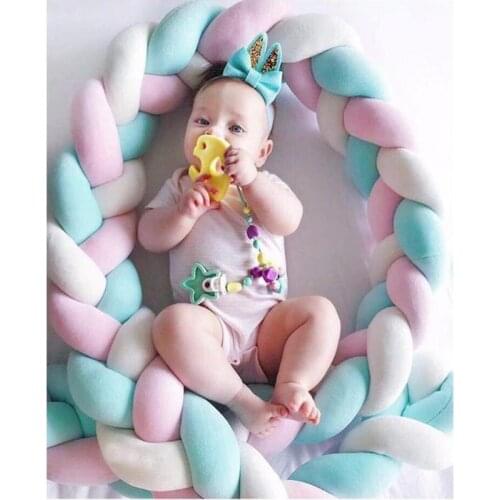 Baby Twist Bed Circumference 1M Kids Bed Protective Bumper New 3 Strands Woven Long Strip Knotted Ball Children Room Decoration