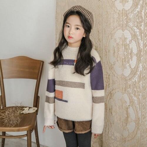 Kids Girls Sweater Cardigan Winter Autumn Warm Long Sleeve Striped Children Tops Pullover Knitwear Shirt Baby Children Clothing