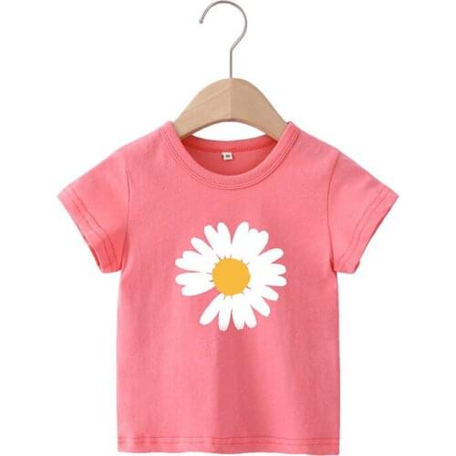 Baby Girl T-shirts Cotton Cartoon Flower Tops Infant Kids Short Sleeve Childrens T Shirt Kids 1-6T Children Tee Clothes