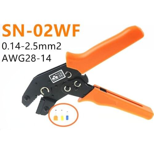 SN-02WF For Circular terminal VE tube type insulation terminal 0.14-2.5mm2 AWG28-14 European Style Crimping Plier multi tools