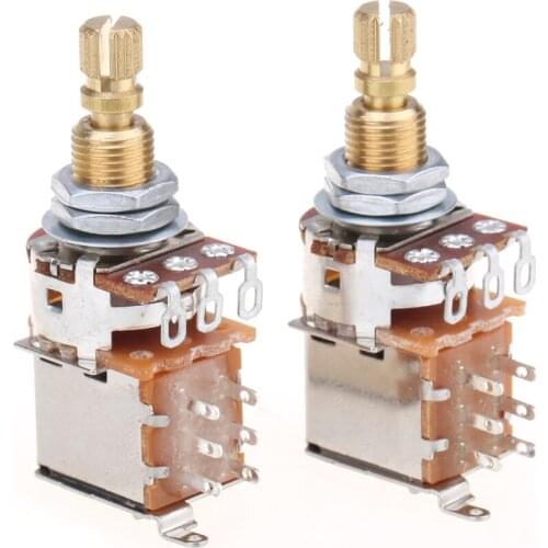 Musiclily Pro Brass Full Metric Sized Control Pots B250K Push/Push Linear Taper Potentiometers for Guitar(Set of 2)