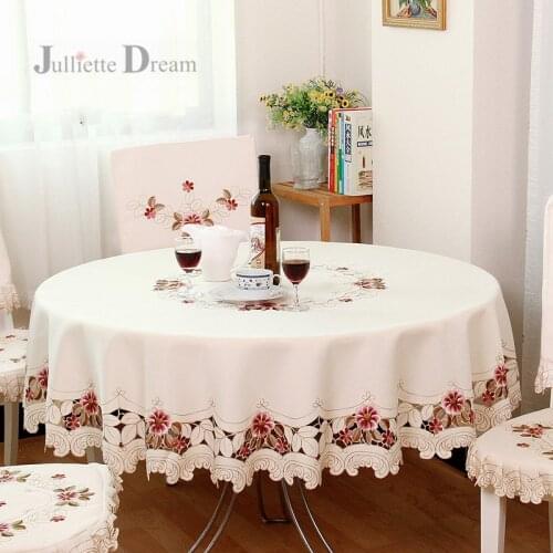 Top European Garden embroidered Tablecloth Round dining table cloth tea cabinet cover decoration elegant home textile clothes