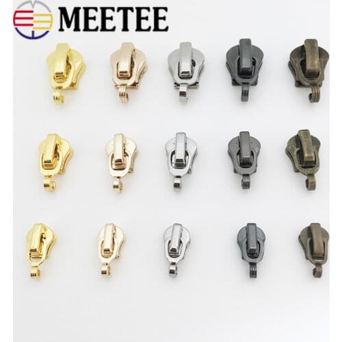 Meetee 10pcs 3#/5#/8# Alloy Automatic Lock Zipper Slider for Metal Zipper Hook Buckle Puller Zip Head DIY Bags Jacket Accessory