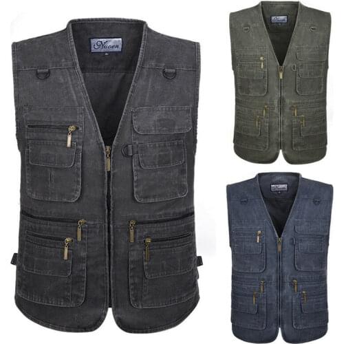 Mens Multi Pockets Safari Gilet Waistcoat Vest Hiking Fishing Sleeveless Jacket