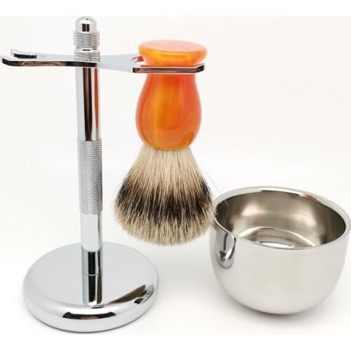 TEYO Silvertip Badger Hair Shaving Brush Shaving Stand and Bowl Set