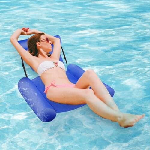 Inflatable Hammock Recliner Floating Bed Folding Deck Chair For Water Play Swimming Mattress Water Fun Pool Lounge Chair Rafts