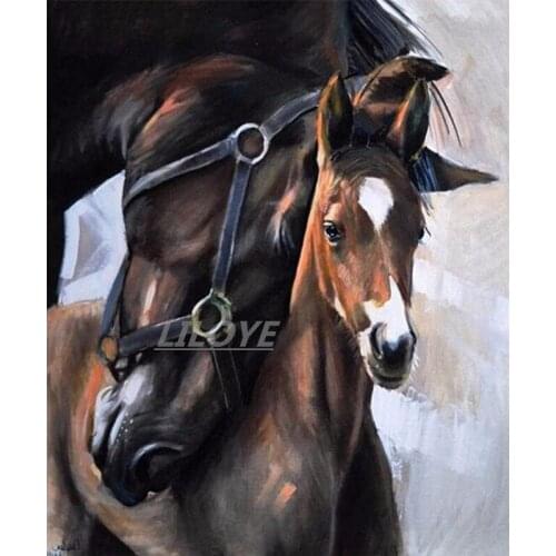 New Full Square Drill 5D DIY Diamond Painting Embroidery "Horse Warm Family"Cross Stitch Rhinestone Mosaic Decoration Gift TY356