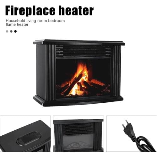 220V 1000W Portable Remote Control Fireplace Heater Flame Heater Indoor Desktop Stove Small Desktop Hot Fan Winter Heater
