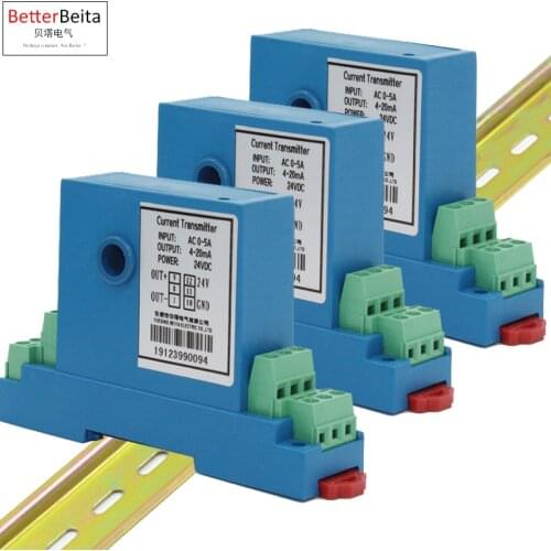 AC0-5A 10A 15A 20A 30A 50A Din Perforated current transmitter 4-20mA 0-5V 0-10V ampere transducer analog signal out sensor