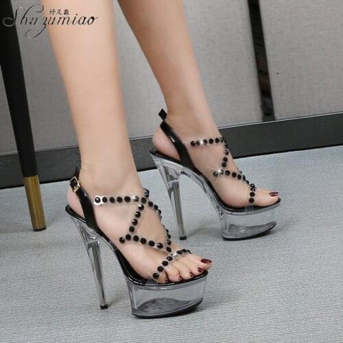 Clear Crystal Pole Dance Shoes Women 13 15 17 20CM Platform Super High Heel Sandals Stripper Nightclub T Stage Performance Shoes