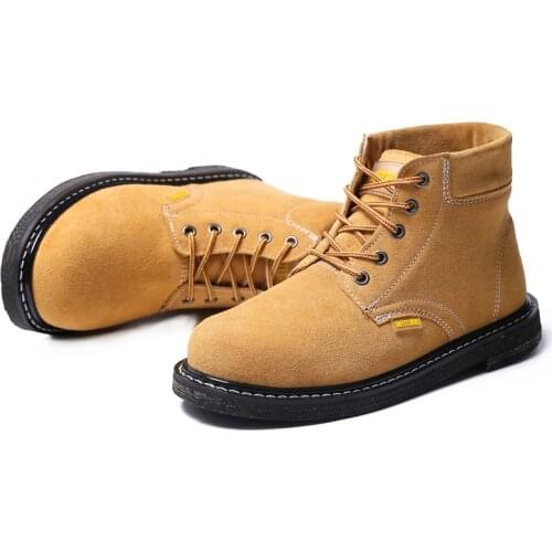 Plus size men fashion safe welding shoes steel toe cap work safety boots tires sole construction site worker boot ankle botas