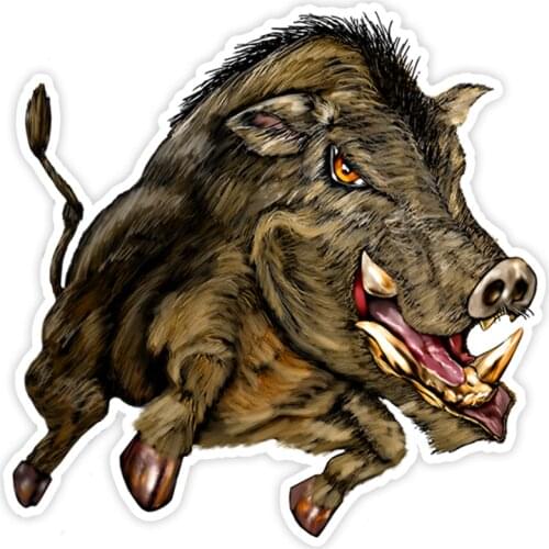 S40215# Various Sizes PVC Decal Fierce Wild Boar Car Sticker Waterproof on Bumper Rear Window Laptop Refrigerator Toilet