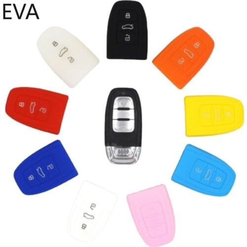 3 Buttons Remote Car Key Case Silicone Cover Fob for Audi A4 A5 A6 A7 A8 Q5 Q7 R8