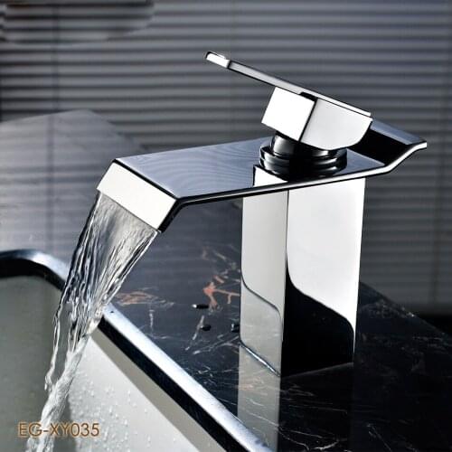 Single holes bathroom waterfall basin mixer with solid brass basin mixer tap for bathroom basin washing sink faucet