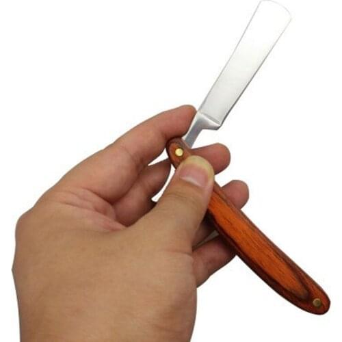 Vintage Old Shaving Knife Straight Folding Edge Razor Barber Removal Wooden Steel Tools Knife Hair Stainless Shaving Handle