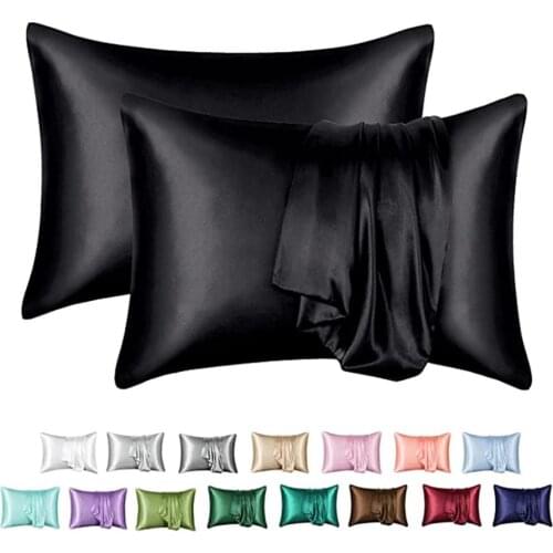In Stock Satin Pillowcase for Hair and Skin Silk Pillowcase 2 Pack Slip Cooling Satin Pillow Covers with Envelope Closure