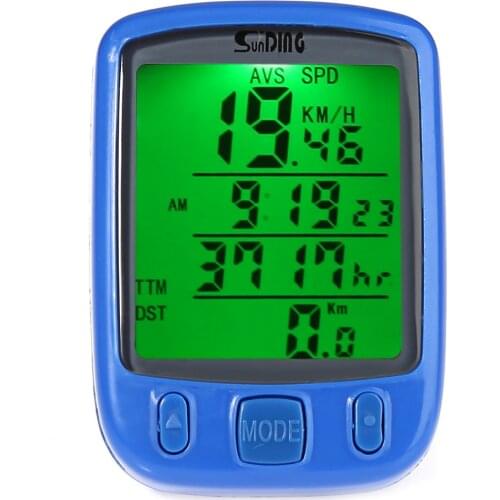 SunDing SD-563B Bicycle Speedometer Computer Waterproof Cycling Riding Odometer with Green LCD Backlight Bike Accessory