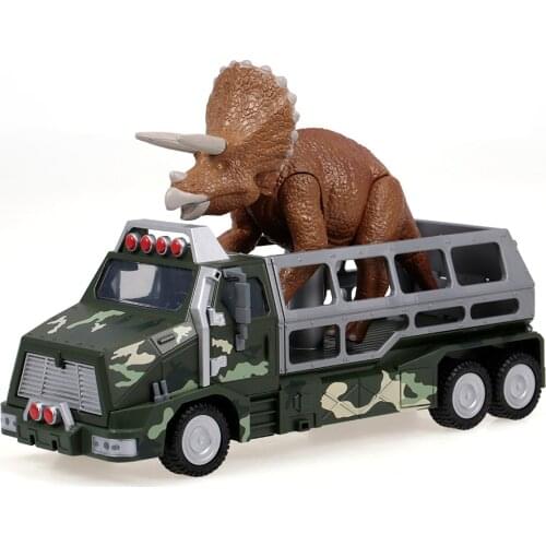 High Quality Dinosaurs Transport Car Carrier Truck Toy Dilophosaurus Pull Back Dinosaur Cars Gift for Kids