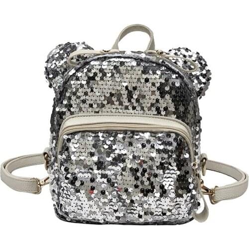 Women Small Backpack Cute Fashion Girl Mini Backpack with Sequins Plush Girl Backpack Purse backpack women