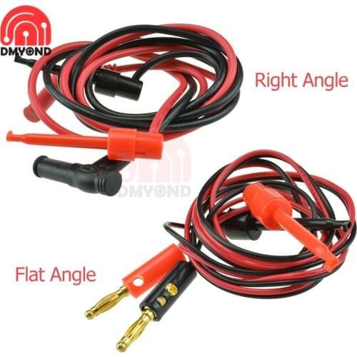 1 Pair Multimeter Right Angle Flat Angle Banana Plug to Test Hook Wire Cable Set with Protective Soft Silicone Test Tools