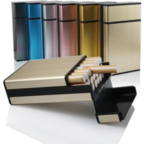 1pcs Boutique 20 Pack soft shell hard shell sliding cover sealed cigarette case Aluminum alloy cigarette case new automatic flip