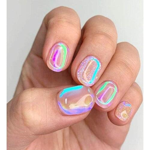 10/16Pcs Nail Art Ice Aurora Nail Sticker Decals Holographic Manicure Decoratie Nagels Zelfklevende Ontwerp Trendy Koreaans F8N2