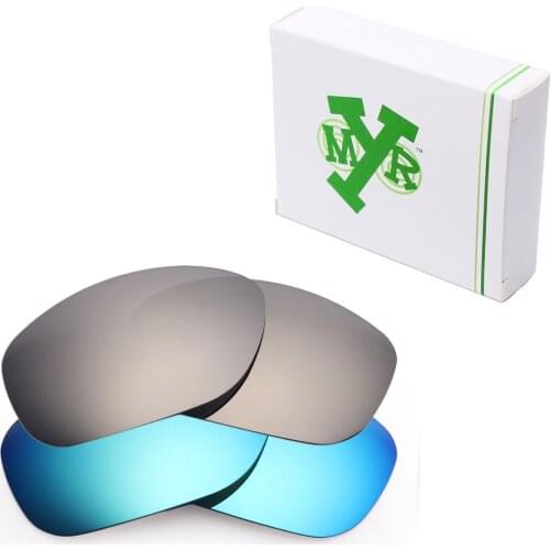 2 Pairs Mryok POLARIZED Replacement Lenses for Oakley Pit Bull Sunglasses Ice Blue & Silver Titanium