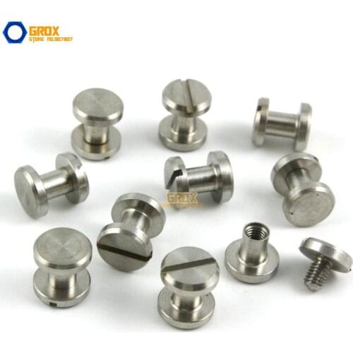 20 Set 8*5mm 304 Stainless Steel Rivet Chicago Screw for Leather Craft Flat Head