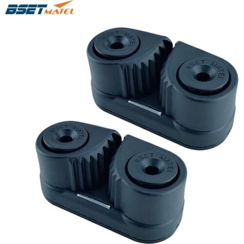 2X Black Composite 2 Row Matic Ball Bearing Cam Cleat Marine Boat Pilates Equipment Fast Entry Rope Wire Fairlead Sailboat