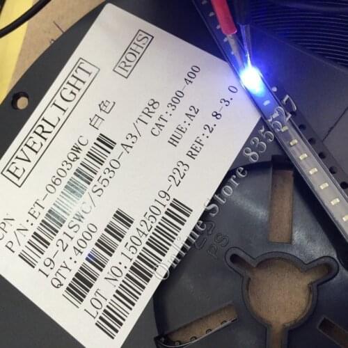 4000pcs/lot LEDs 0603 / 1608 SMD light beads Super bright 9000-15000K cold cool white bluish LED light emitting diode diodes