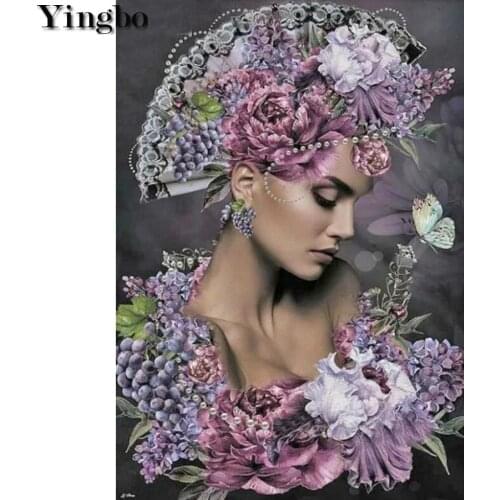 5d diamond painting Full drill square round mosaic iris flower woman abstract diamond rhinestones diamond embroidery decoration