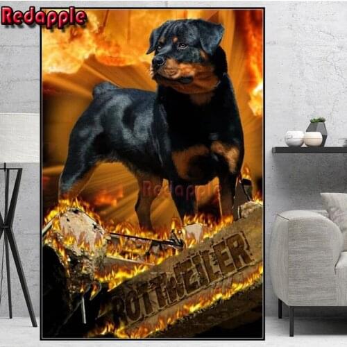 5D Diy Diamond Painting Cross Ctitch Kits Rottweiler fire landscape Diamond Embroidery Cross Stitch Home Decoration Painting art