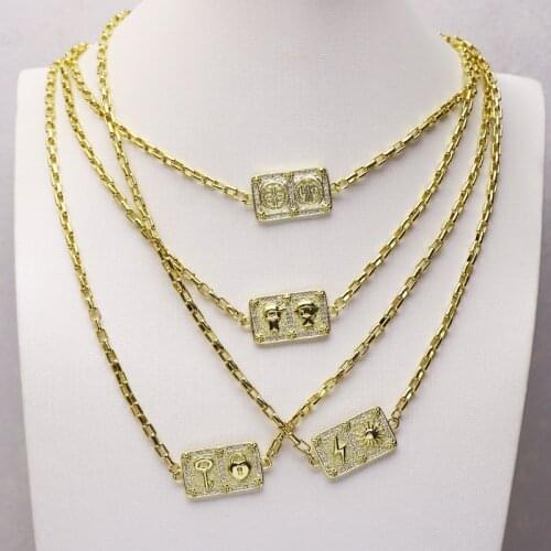 8 Pcs Gold necklace Rectangle pendant necklace Zircon Pendant necklace Gold jewelry Trendy necklace Gift fashion gift 7251