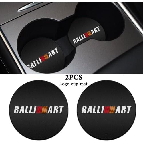 2pcs Car Coaster Decoration Accessories Non-slip Water Cup Coaster For Ralliart Mitsubishi Lancer Lancer EX Outlander ASX
