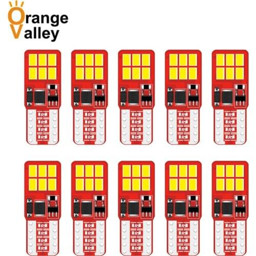 10PCS Car LED T10 Led Canbus W5W Led Bulbs 168 194 11smd 12smd 15 SMD 3020 LED Dome Reading Lamp Interior Lights Auto DC 12-24v