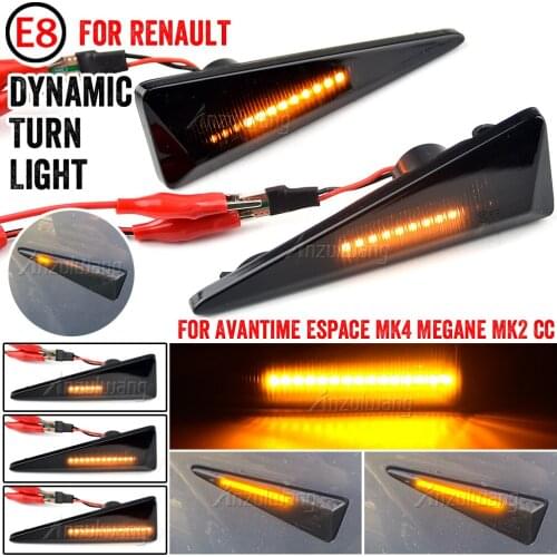 For Renault Megane MK2 CC Espace MK4 Scenic MK2 Wind Avantime Thalia 2 Car Side Marker Turn Signal Indicator LED Dynamic Lights