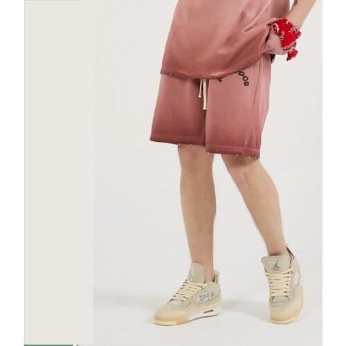 Rainbowtouches 2021 Summer Men Shorts Gradient Color Foam Printing Washing High Street Sport Casual Shorts