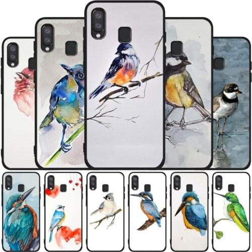 The Bird Watercolor Painting black phone Case For Samsung A10 20 30 40 50 30S 50S 60 70 M10 M30S M40 A31 51 71 A20E A10E A21S